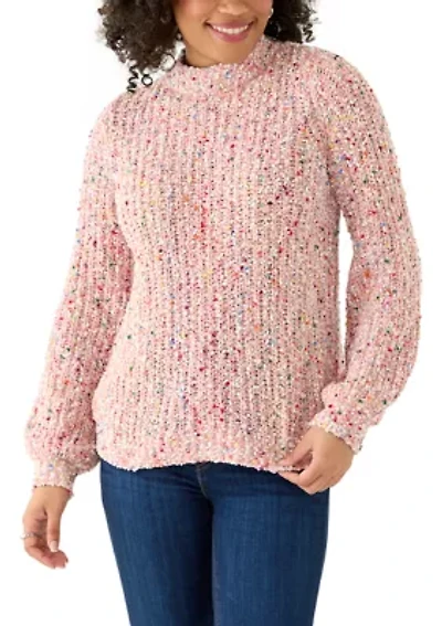Women's Confetti Chenille Crew Neck Long Sleeve Sweater