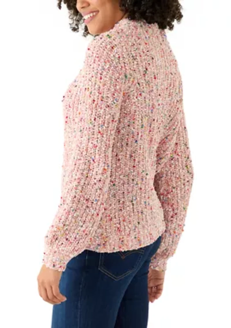 Women's Confetti Chenille Crew Neck Long Sleeve Sweater