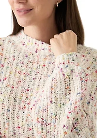 Women's Confetti Chenille Crew Neck Long Sleeve Sweater