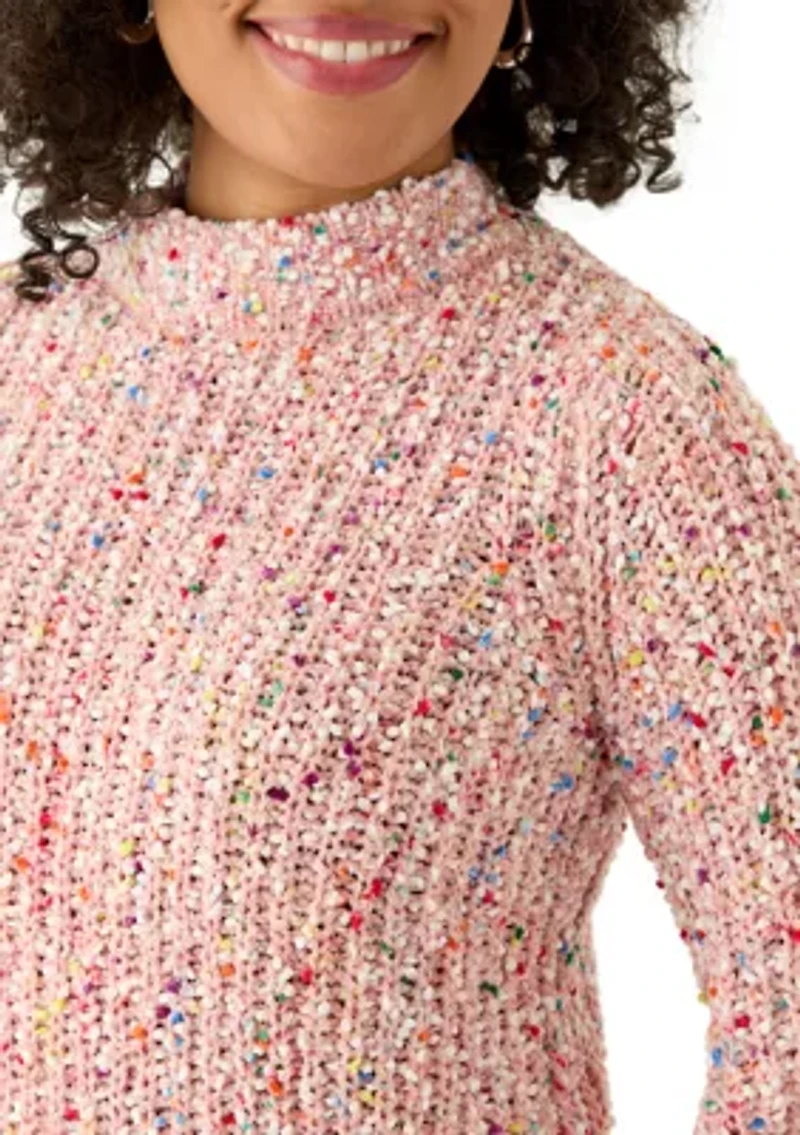 Women's Confetti Chenille Crew Neck Long Sleeve Sweater