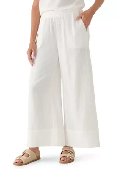 Women's Solid Wide Leg Gauze Pants