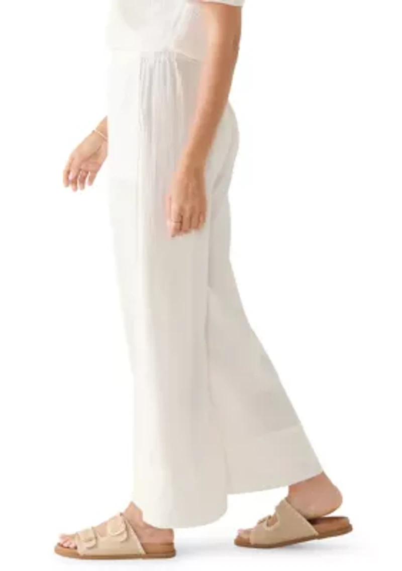 Women's Solid Wide Leg Gauze Pants