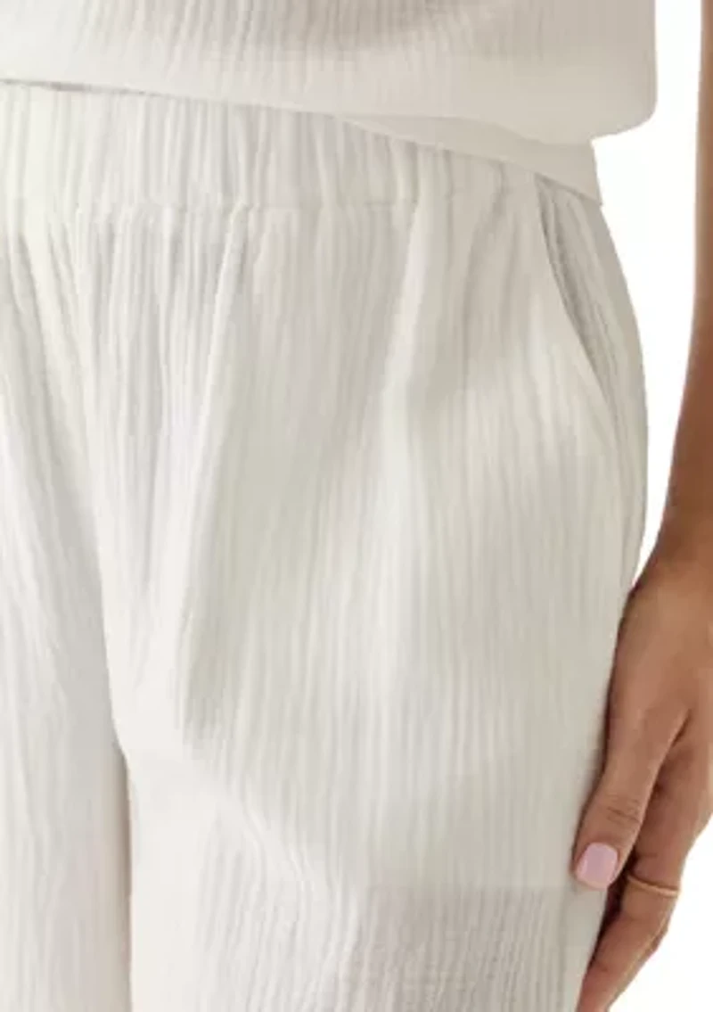 Women's Solid Wide Leg Gauze Pants