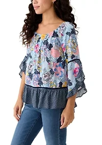 Petite Ruffle Sleeve Blouse