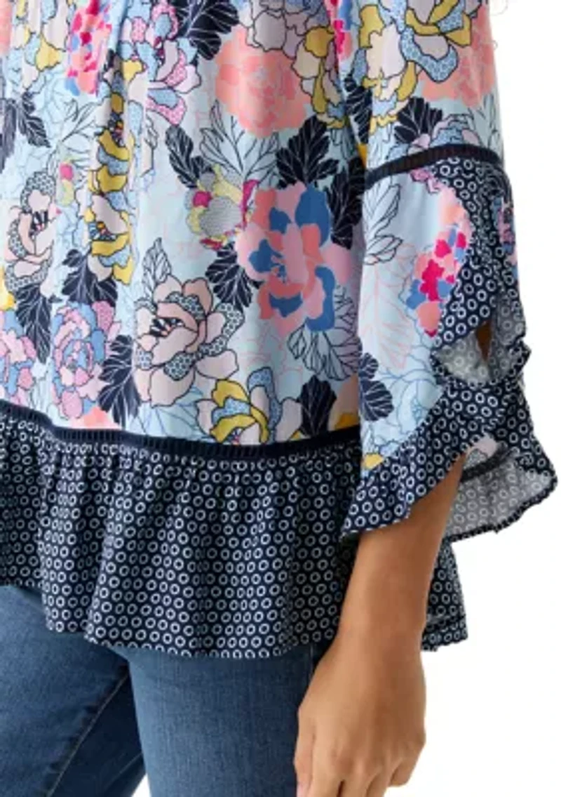 Petite Ruffle Sleeve Blouse