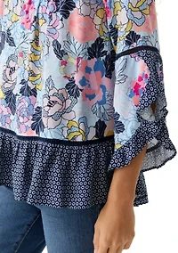 Petite Ruffle Sleeve Blouse
