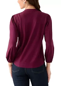 Petite Faux Suede Button Down Shirt