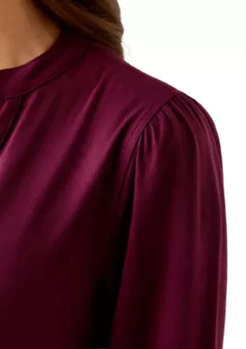 Petite Faux Suede Button Down Shirt