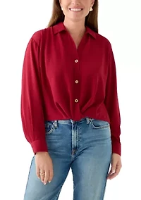 Petite Textured Twist Front Top