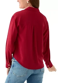 Petite Textured Twist Front Top