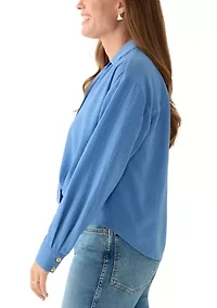 Petite Textured Twist Front Top