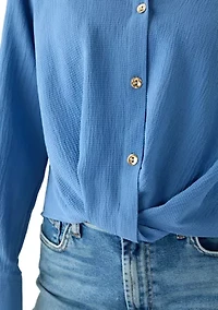 Petite Textured Twist Front Top