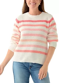 Petite Fever Striped Chenille Sweater