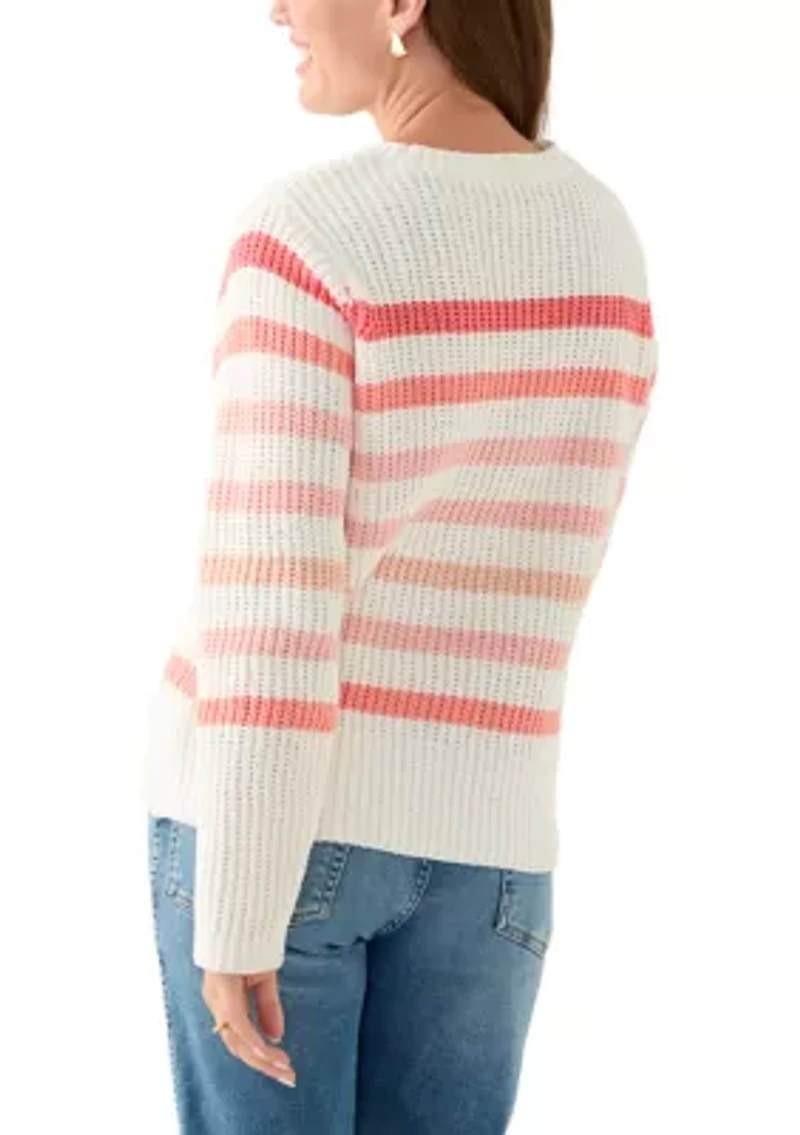 Petite Fever Striped Chenille Sweater