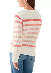 Petite Fever Striped Chenille Sweater