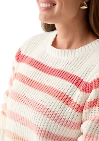 Petite Fever Striped Chenille Sweater
