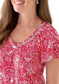 Petite Printed V-Neck Dress