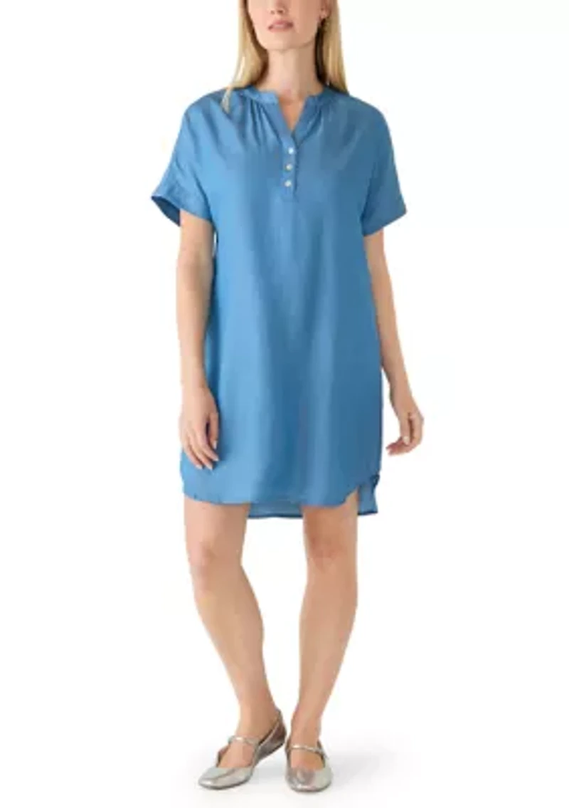 Petite Henley Neck Short Dress