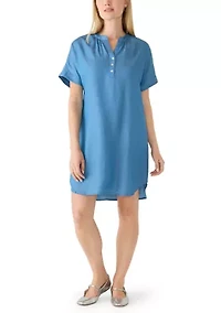 Petite Henley Neck Short Dress