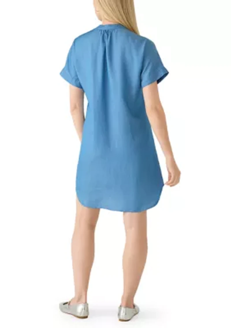 Petite Henley Neck Short Dress