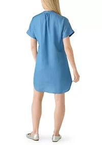 Petite Henley Neck Short Dress