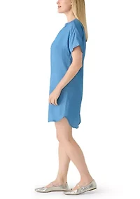 Petite Henley Neck Short Dress