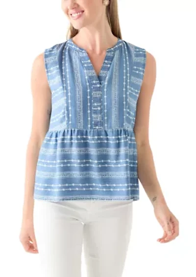 Petite Sleeveless V-Neck Printed Tank