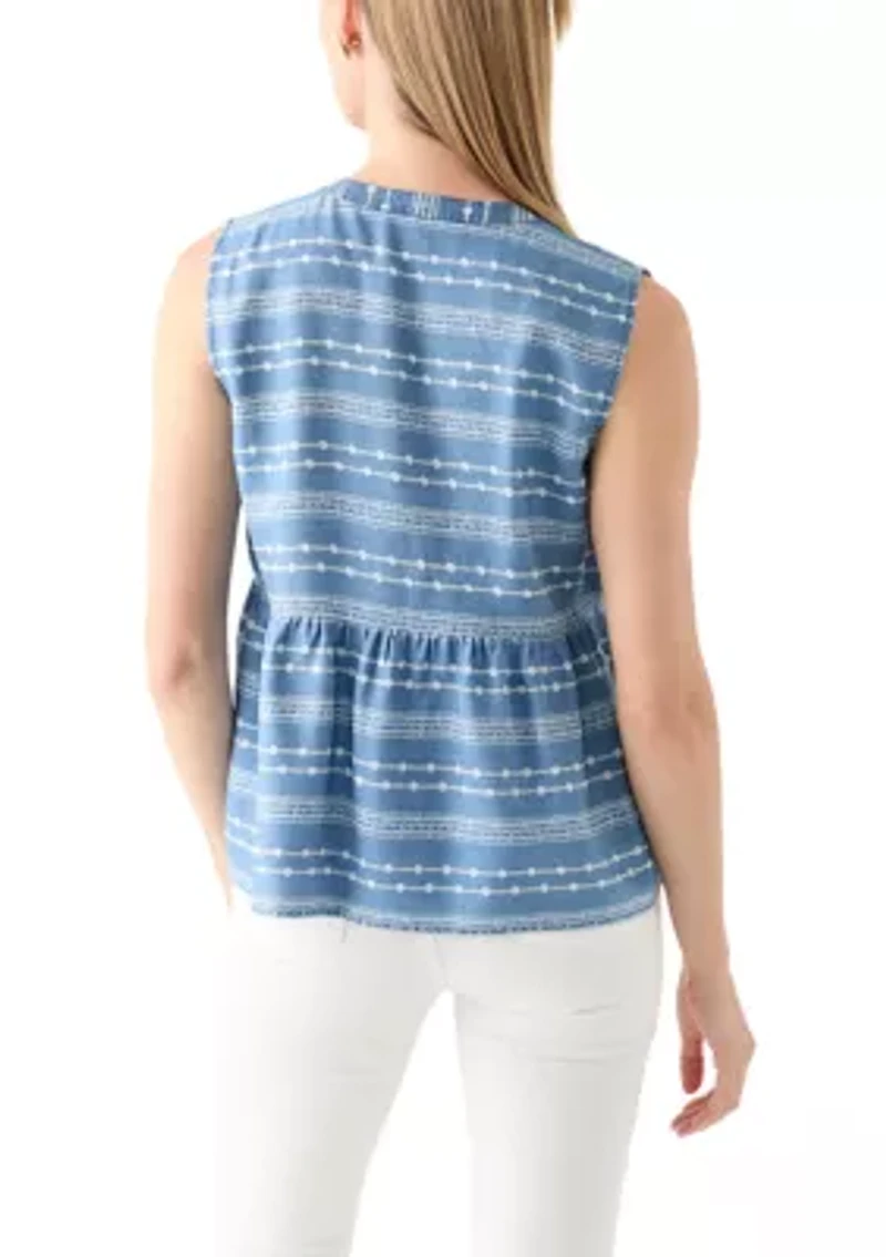 Petite Sleeveless V-Neck Printed Tank
