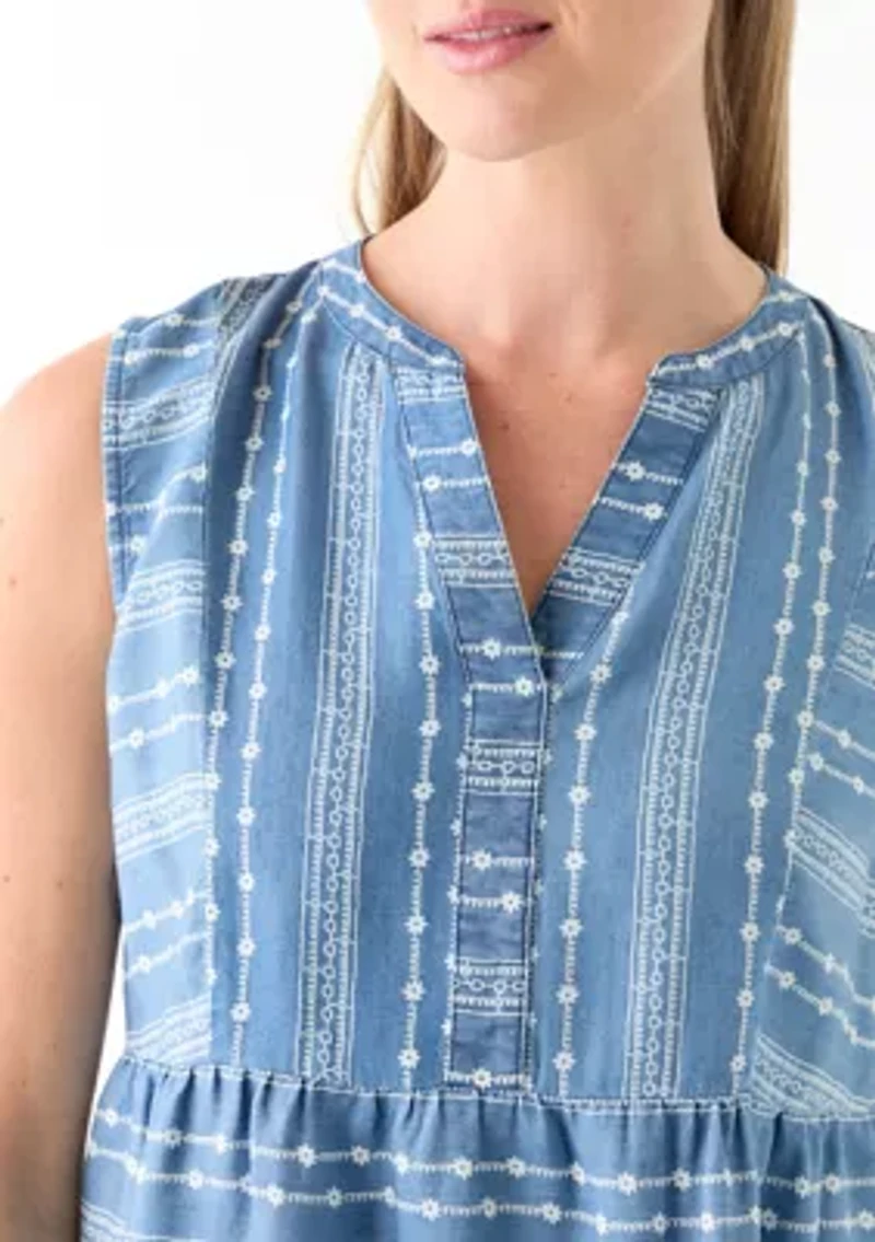 Petite Sleeveless V-Neck Printed Tank