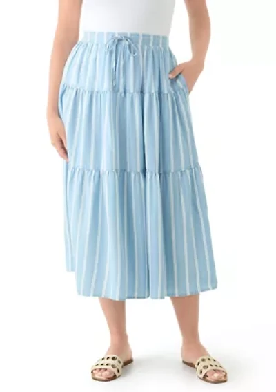 Petite Ruffle Tiered Striped Skirt