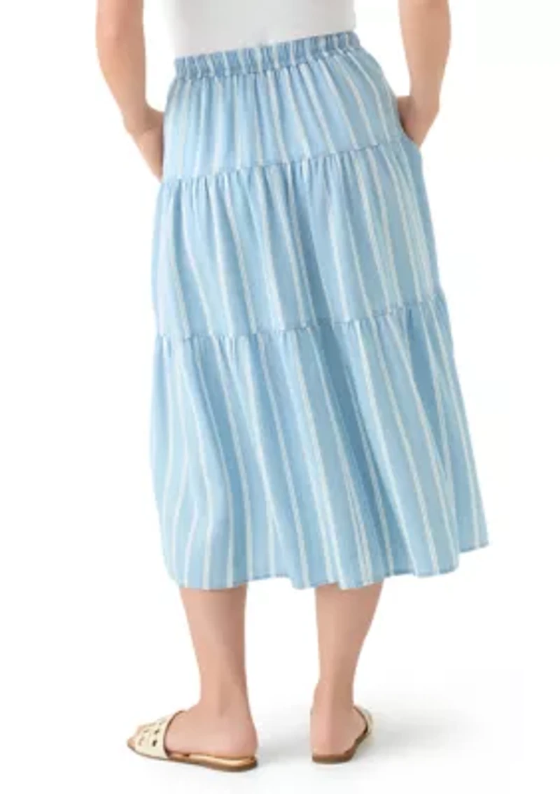 Petite Ruffle Tiered Striped Skirt