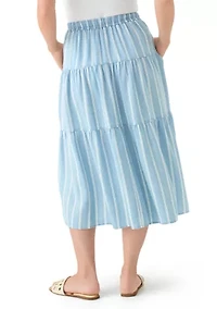 Petite Ruffle Tiered Striped Skirt