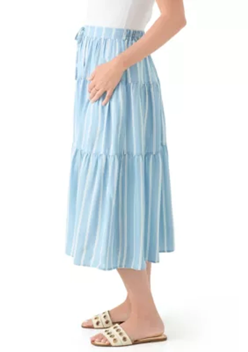 Petite Ruffle Tiered Striped Skirt