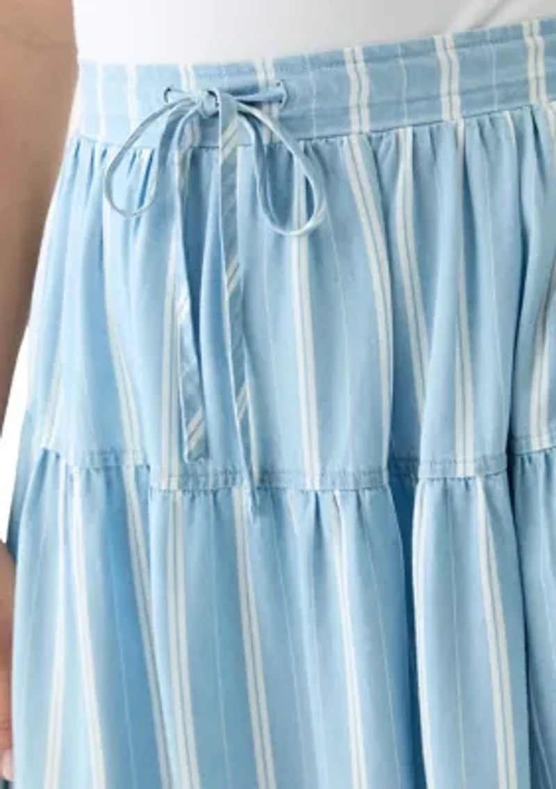 Petite Ruffle Tiered Striped Skirt