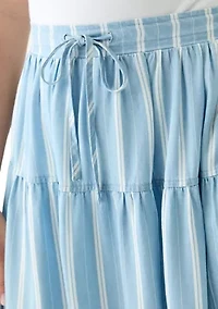 Petite Ruffle Tiered Striped Skirt
