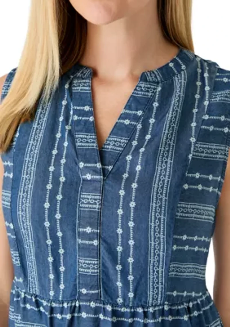 Petite Sleeveless Print Dress