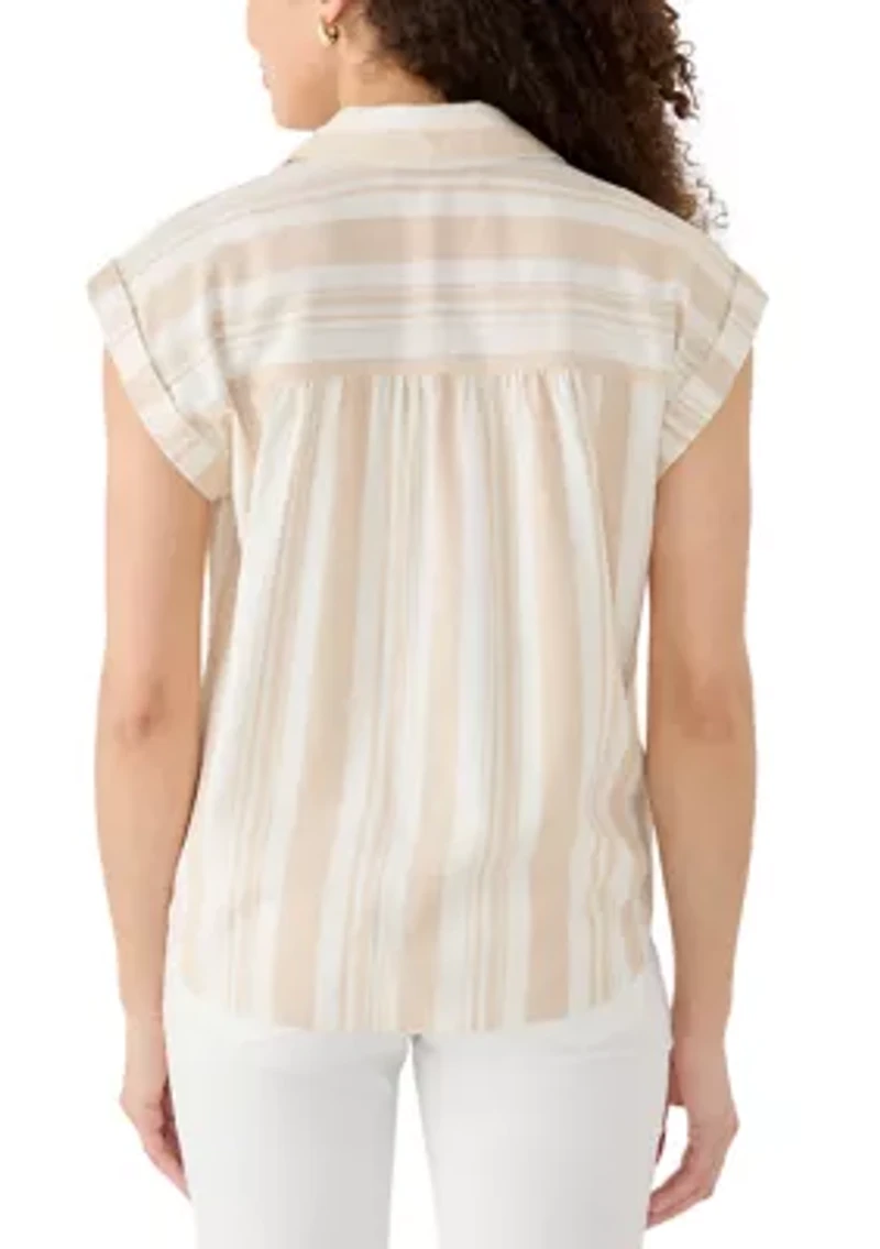 Petite Linen Blend Camp Shirt