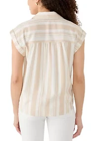 Petite Linen Blend Camp Shirt