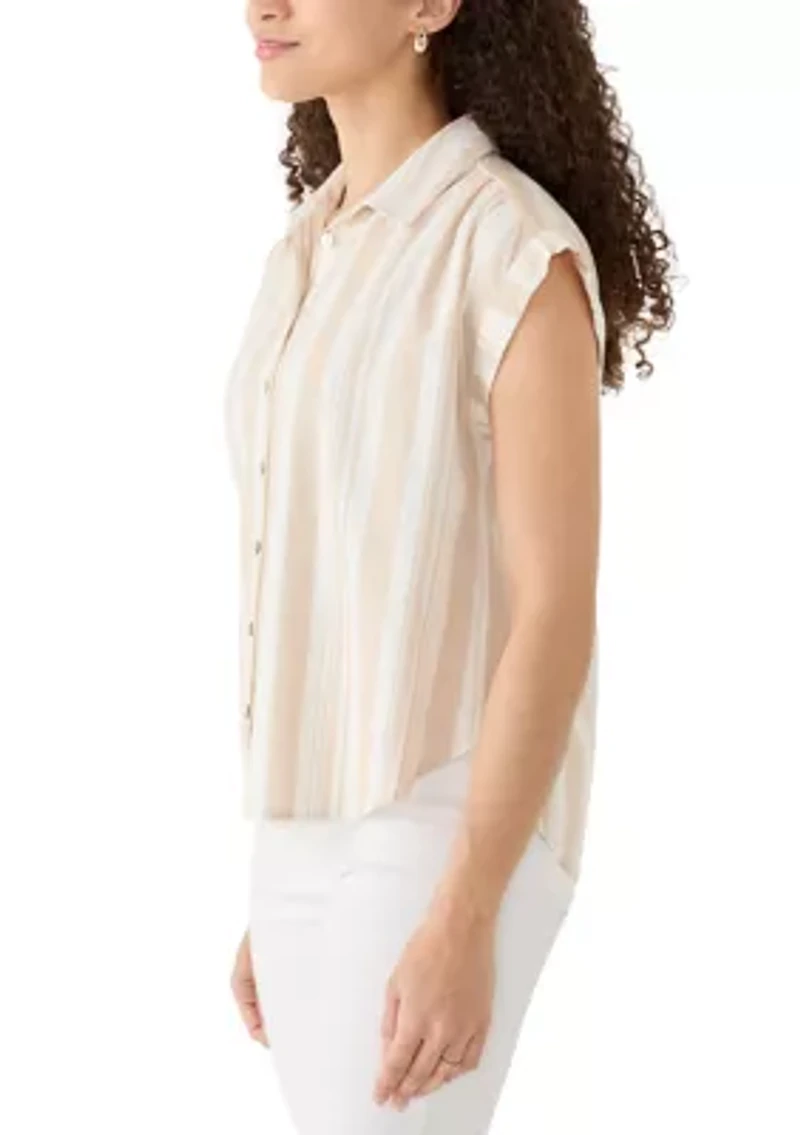 Petite Linen Blend Camp Shirt