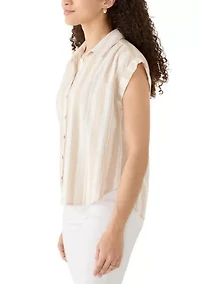 Petite Linen Blend Camp Shirt