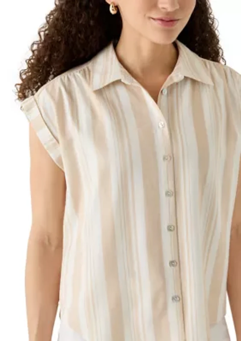 Petite Linen Blend Camp Shirt