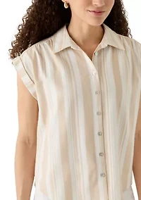 Petite Linen Blend Camp Shirt