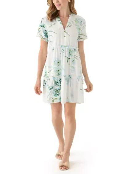 Petite Short Sleeve Printed Dress