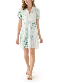 Petite Short Sleeve Printed Dress