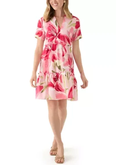 Petite Short Sleeve Printed Dress