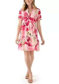 Petite Short Sleeve Printed Dress