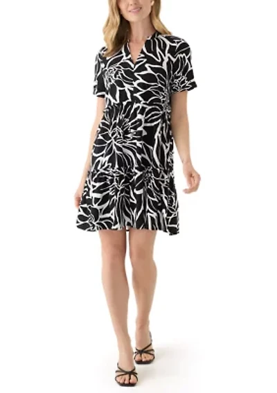 Petite Short Sleeve Printed Dress