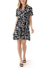 Petite Short Sleeve Printed Dress