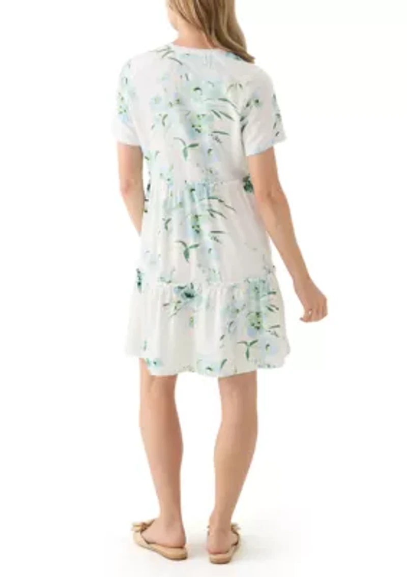Petite Short Sleeve Printed Dress
