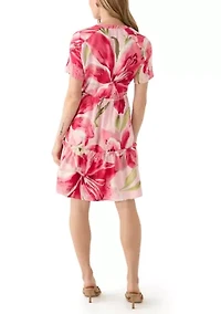 Petite Short Sleeve Printed Dress